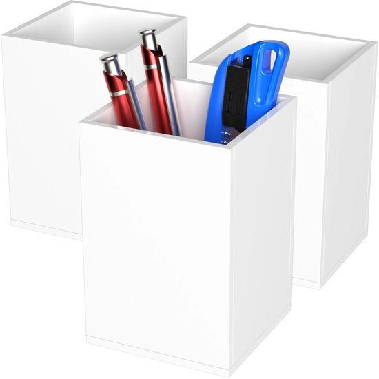 Penetranter per Acryl in 3 pezzi: Organizzatore per Ufficio, Quadrato, Penetranter per Make-up (7,6 x 7,6 x 10,9 cm)