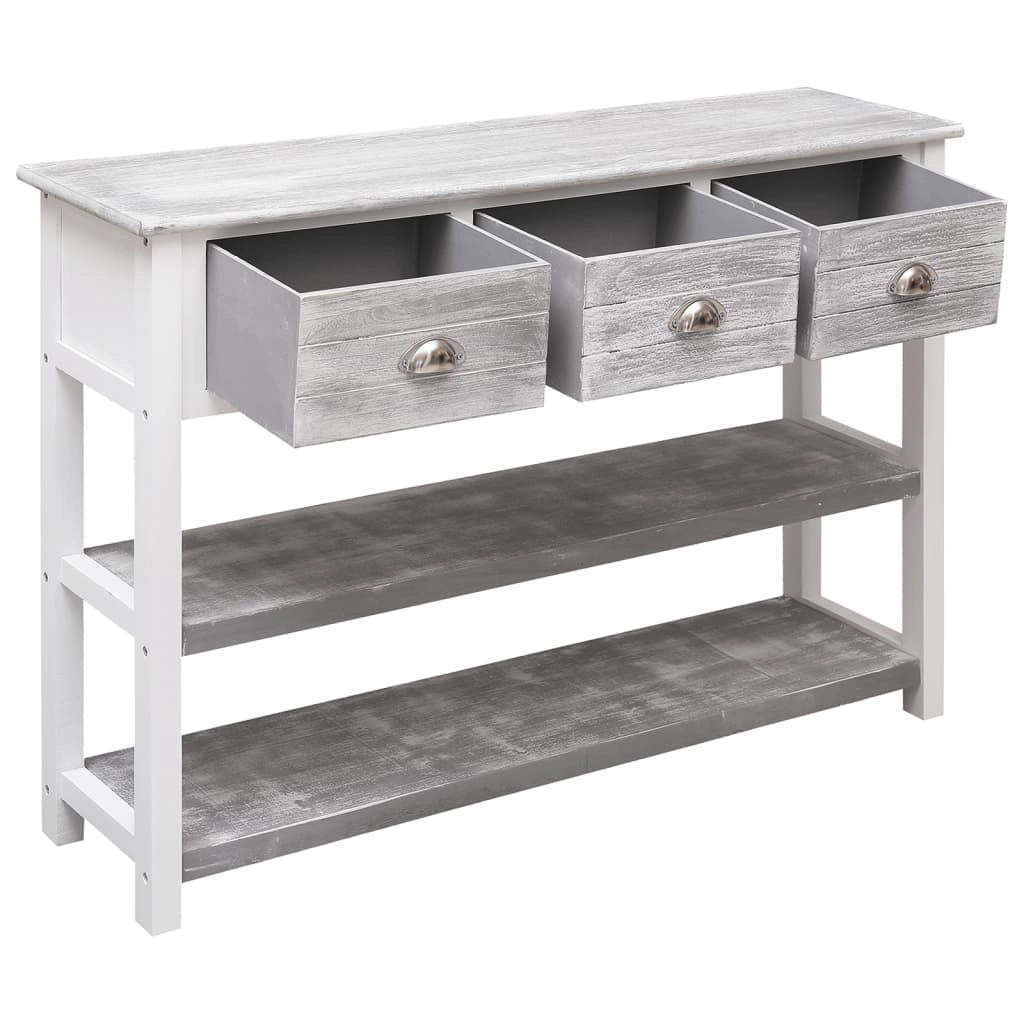 Buffet credenza cassettiera armadio mobile contenitore organizer cucina soggiorno stile antico 108 x 30 x 76 cm legno massello di Paulownia grigio 02_0031812