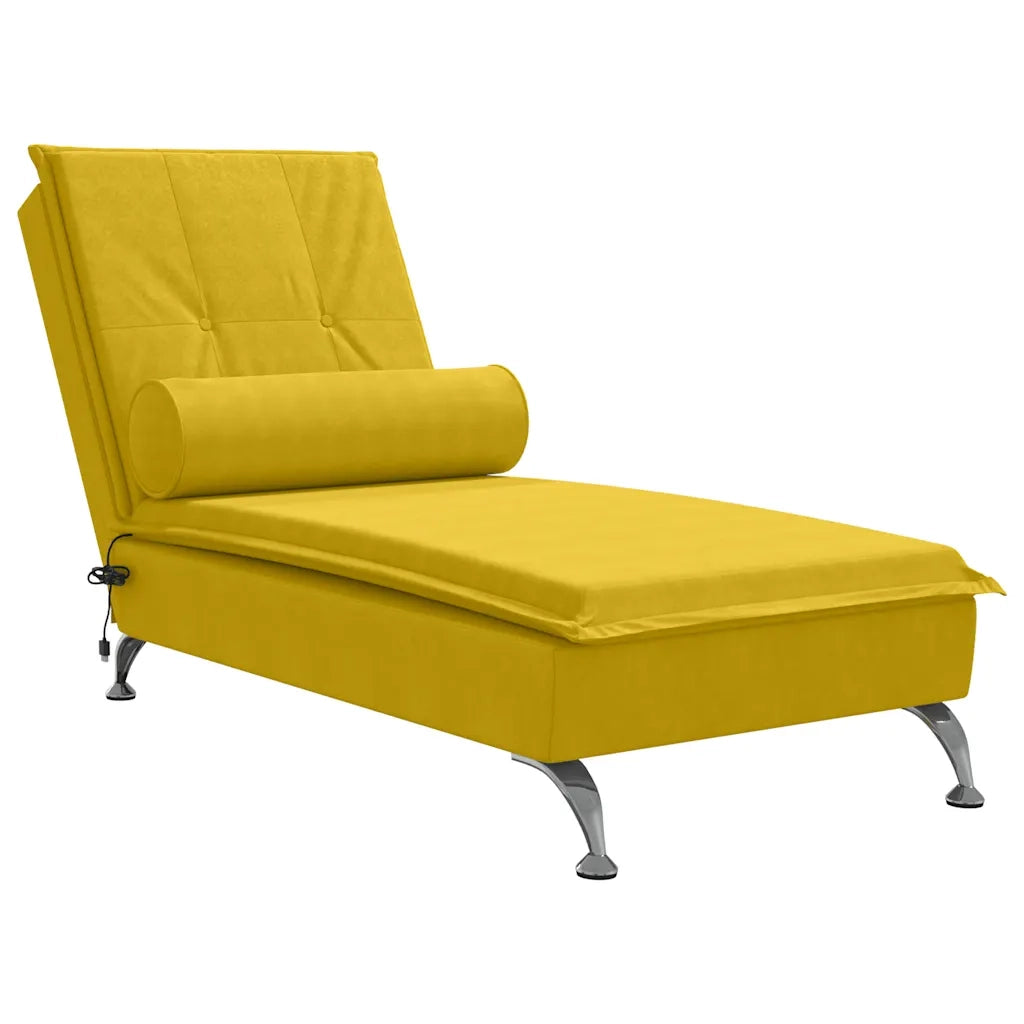 Chaise Longue Massaggi con Cuscino a Rullo Giallo in Velluto CFW6832829