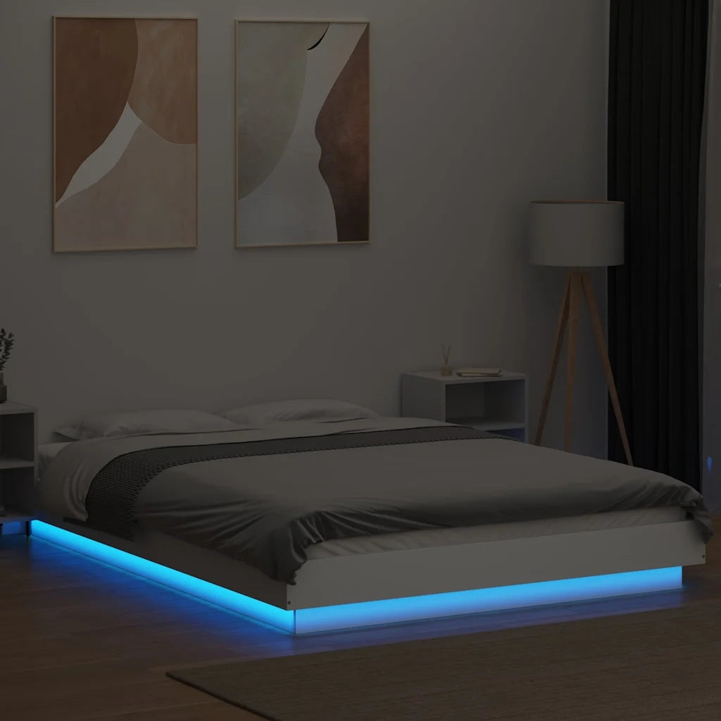 Giroletto con Luci LED Bianco 120x190 cm in Legno Multistrato