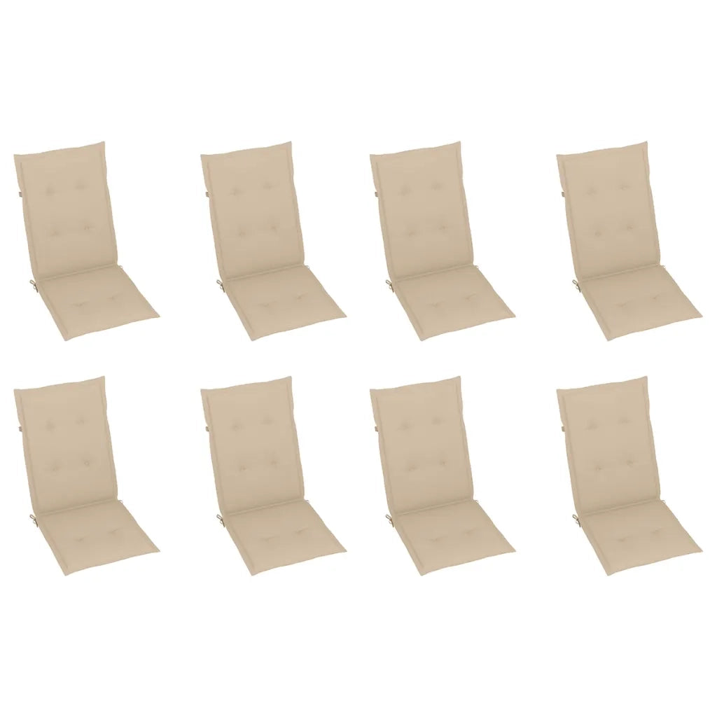Sedie Reclinabili da Giardino con Cuscini 8 pz Massello di Teak 3072544