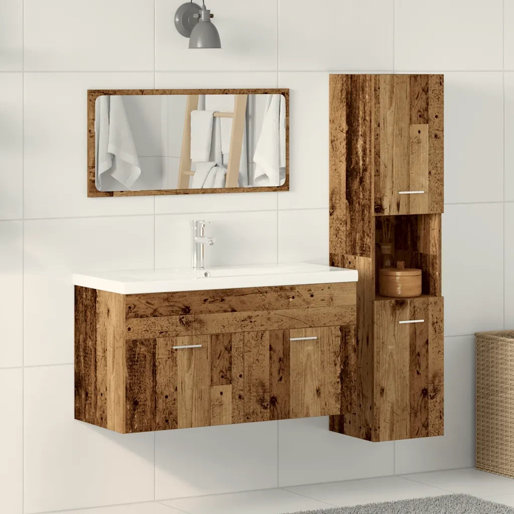 Set Mobili da Bagno 3 pz Legno Antico in Legno Multistrato 3328591