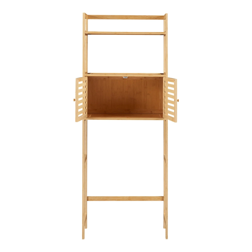 Scaffale dal design senza tempo per soggiorno camera da letto o bagno 158 x 60 x 26 cm bambù naturale 03_0011187