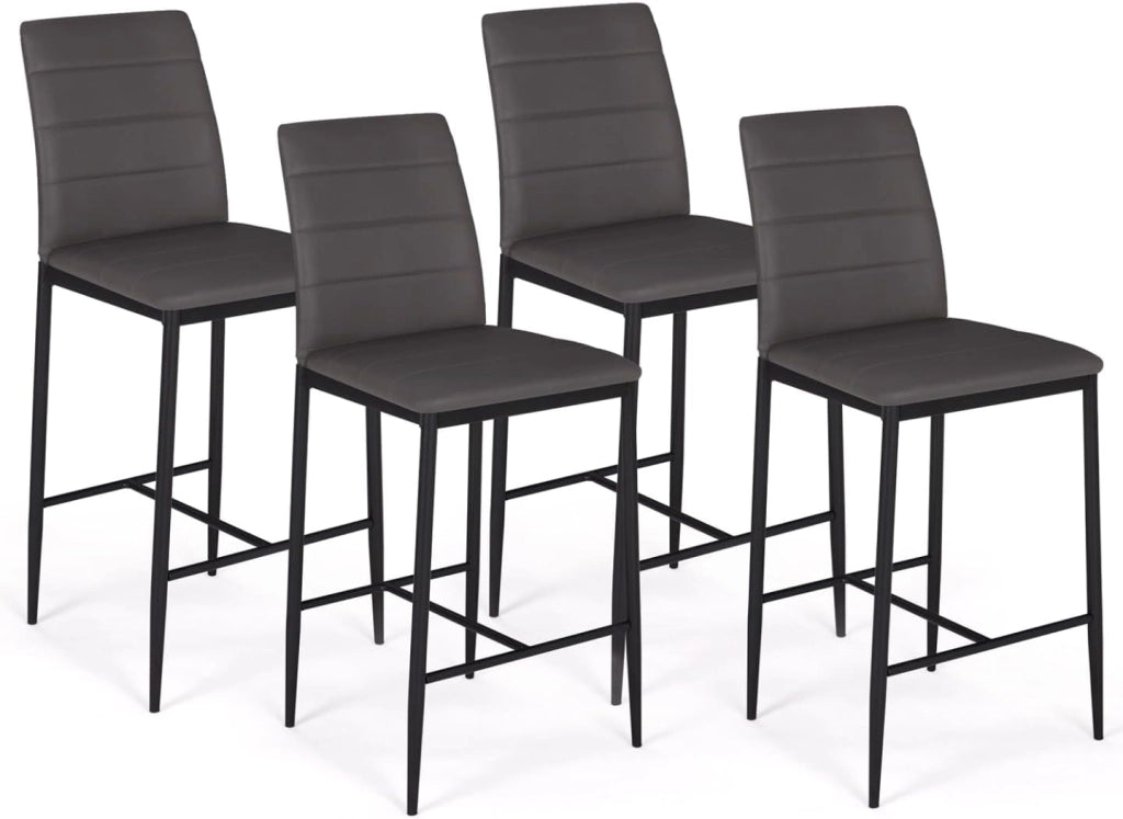 Set di 4 sgabelli da bar imbottito design contemporaneo in PVC grigio ROMANE