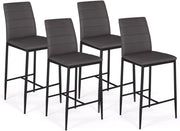 Set di 4 sgabelli da bar imbottito design contemporaneo in PVC grigio ROMANE