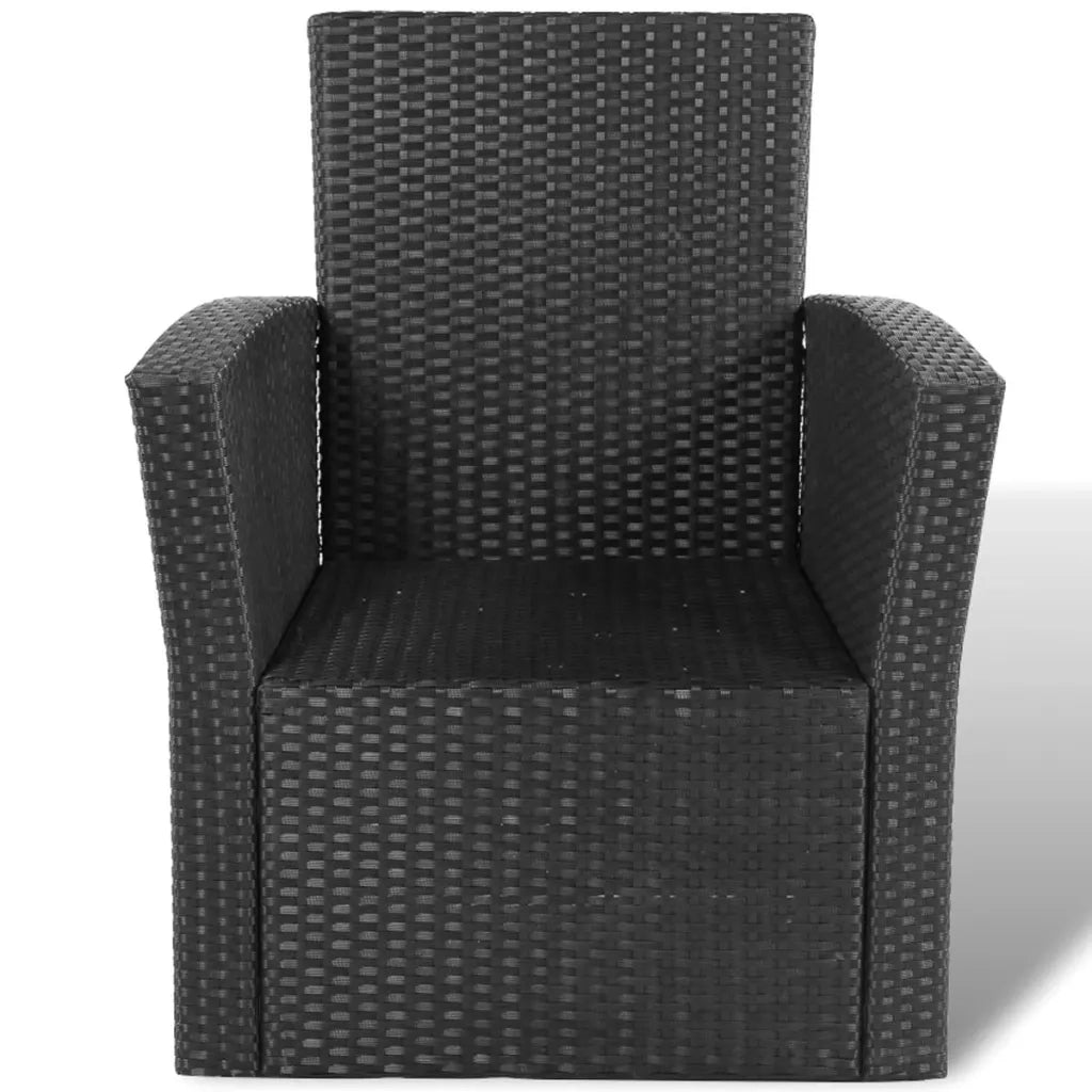 Set Divani da Giardino 4 pz con Cuscini in Polyrattan Nero 42642