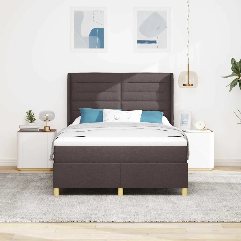 Letto a molle con strisce LED Marrone 140 x 200 cm Tessuto 3343633