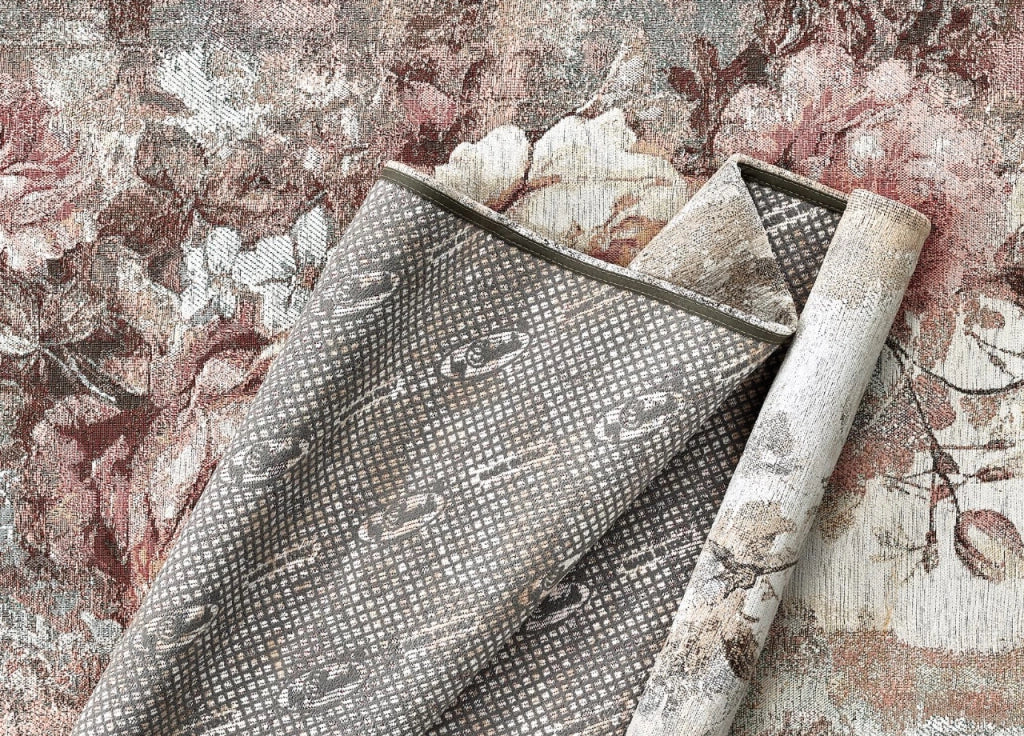 Tappeto Arredo Salotto Antiscivolo Scendiletto Camera Dis. Rose By Suardi - 115x175 - Grigio
