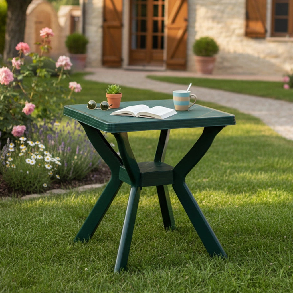 Straven, Tavolo da Esterno 4 Posti Made in Italy, 70x70x72h cm Verde