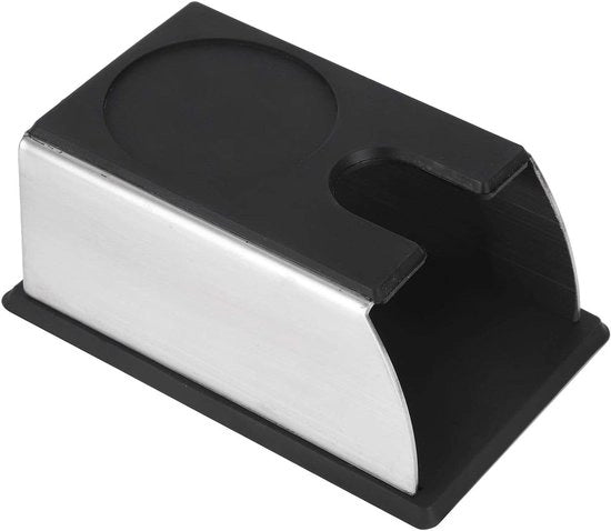 Supporto per Tamper - Piastra di Stazione - Preparazione del Caffè - Effetto Antiscivolo - 15 x 10 x 7 cm - Nero
