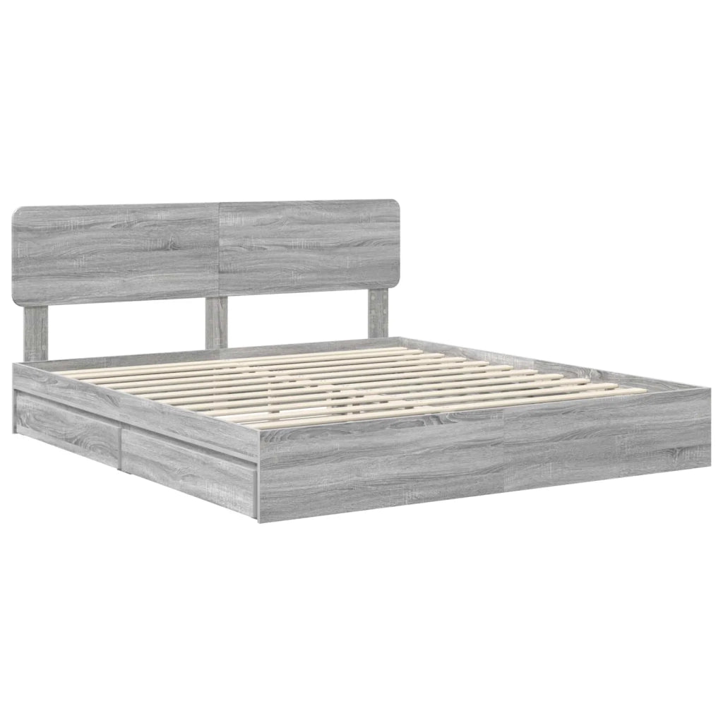 Letto con Contenitore con testiera Grigio Sonoma 180 x 200 cm