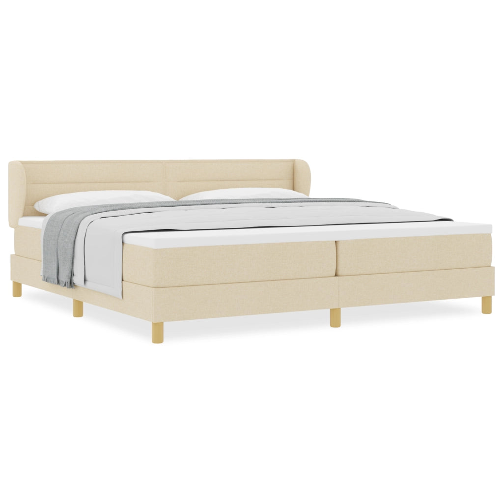 Letto Box Spring con Materasso Crema 200x200 cm Tessuto