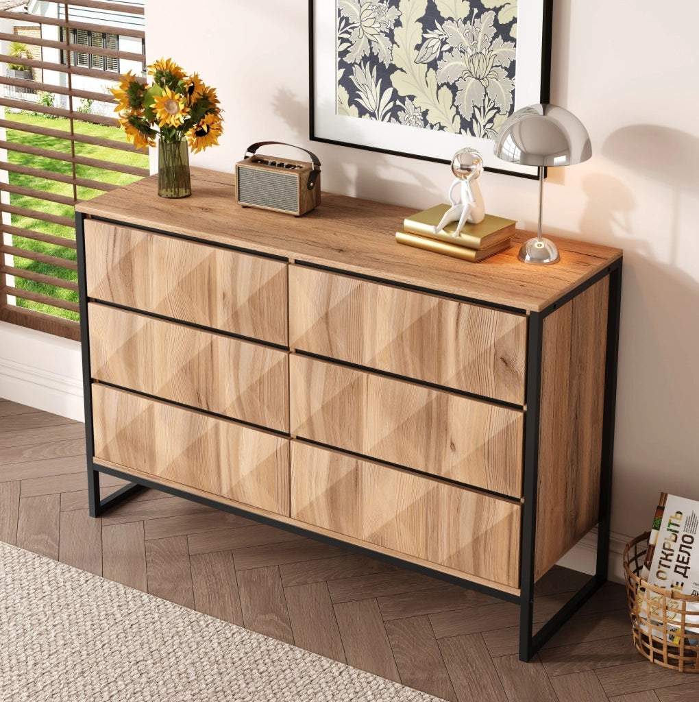 Credenza 120x40x80 cm in truciolare e MDF nero e legno， mobile da ingresso