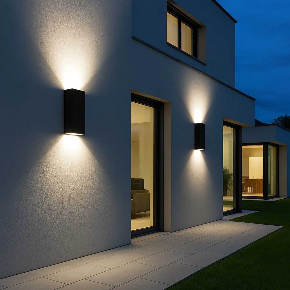 Trade Shop - Applique Da Esterno Rettangolare A Doppia Emissione Di Luce 8w Tecnologia Cct Ip65 2750-3c - Nero