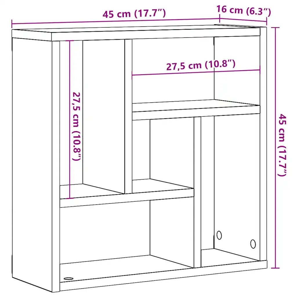 Scaffale a Parete Rovere Artigianale 45x16x45 cm in Truciolato