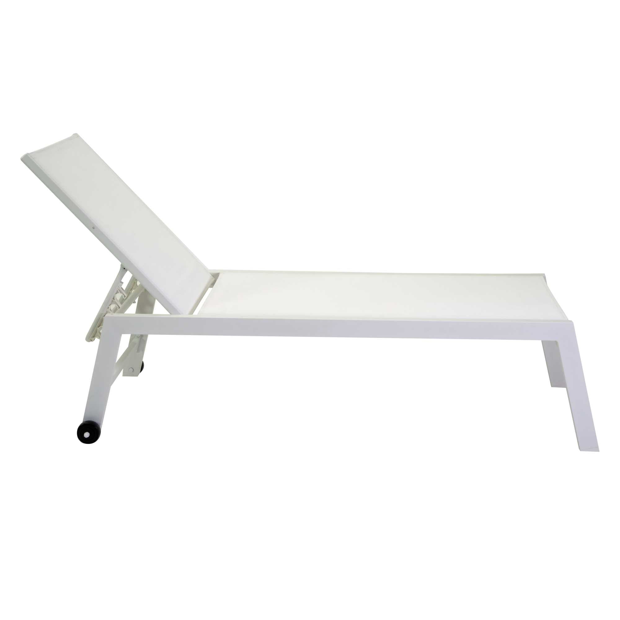 Lettino Prendisole da Giardino 203,5x70xh42,5 cm in Alluminio e Textilene Altamura Bianco
