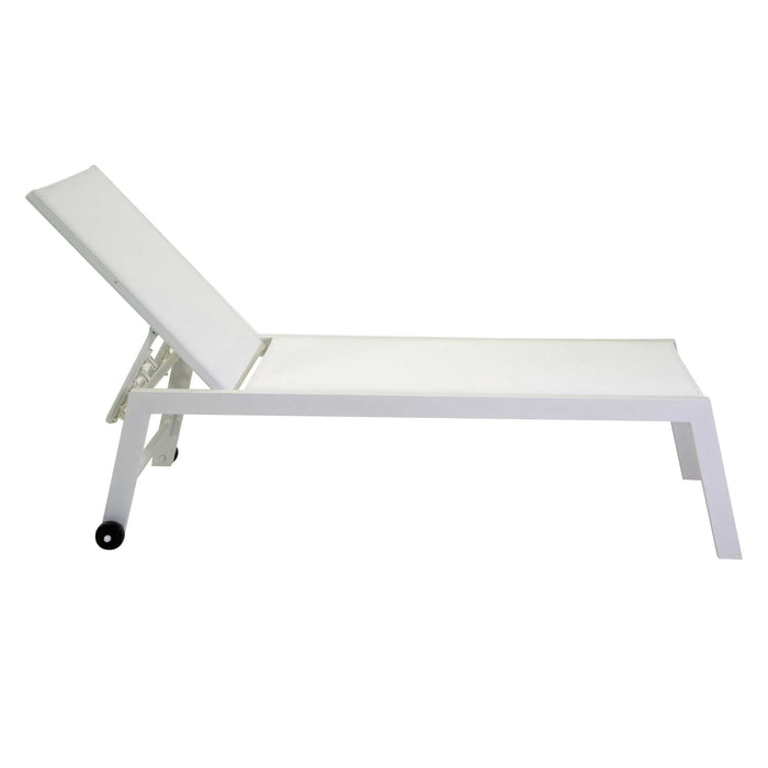 Lettino Prendisole da Giardino 203,5x70xh42,5 cm in Alluminio e Textilene Altamura Bianco