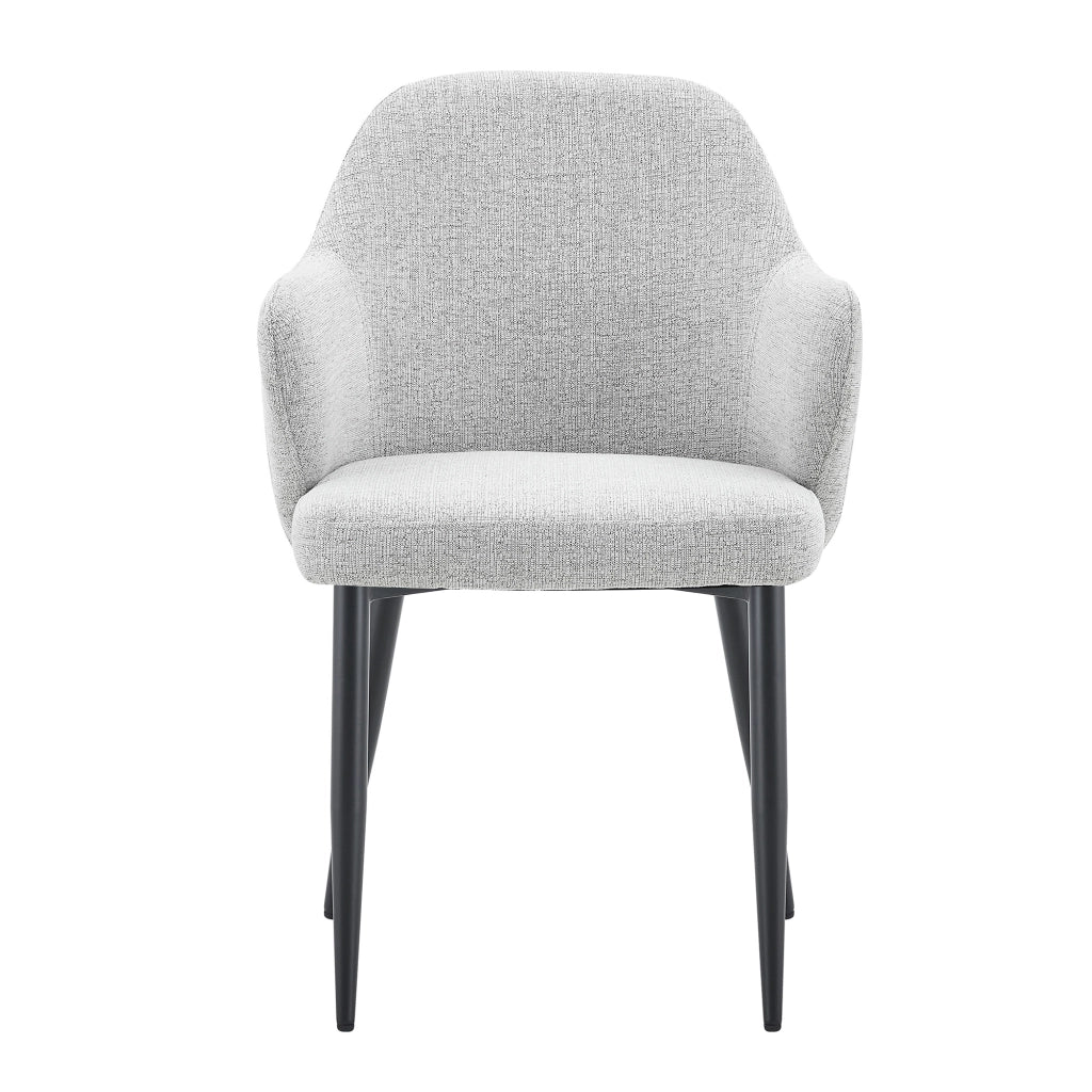 Set 2 sedie da pranzo in tessuto grigio chiaro con gambe in metallo nere, altezza 83 cm