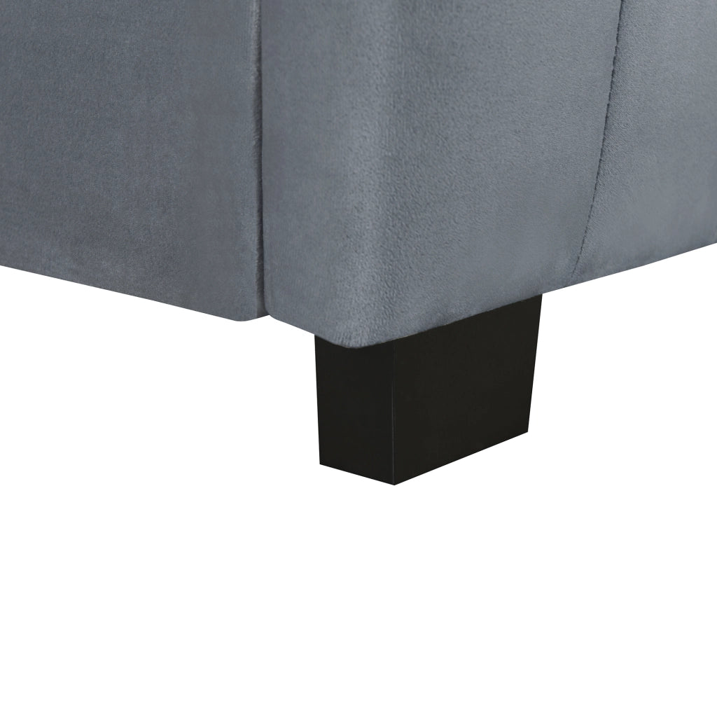 Letto imbottito singolo 90x190 cm con letto estraibile in velluto grigio