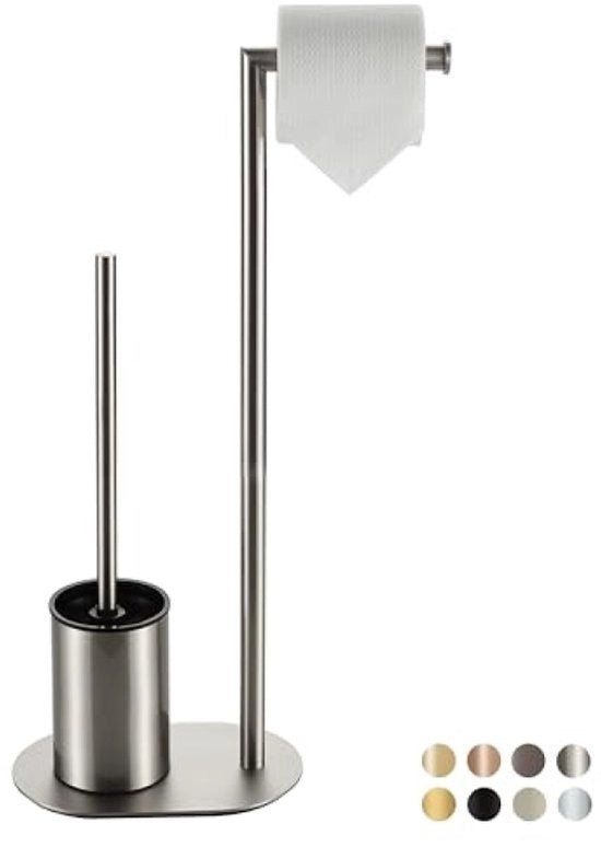 Kit da bagno con supporto per spazzola e supporto per rulli - Design in piedi in nichel sbalzato
