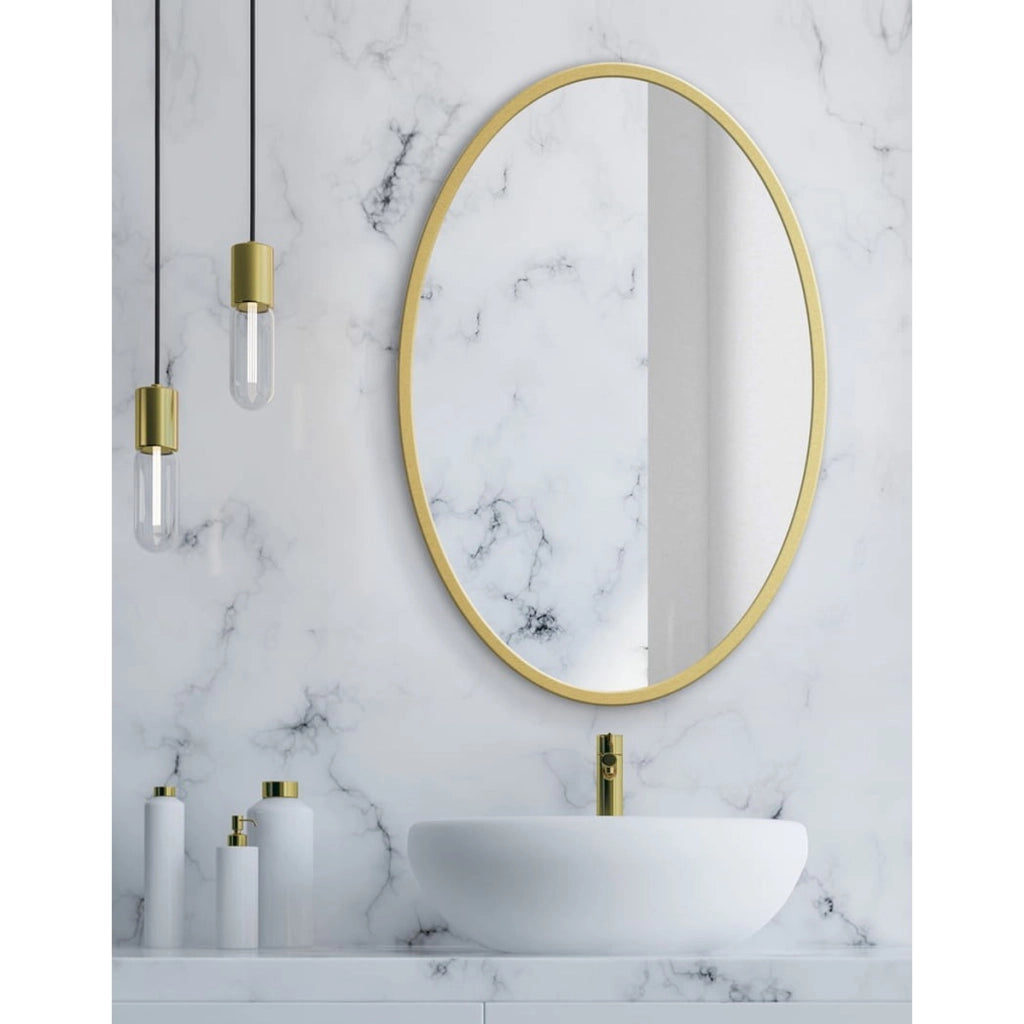 Specchio rotondo design moderno con cornice dorata 80 cm