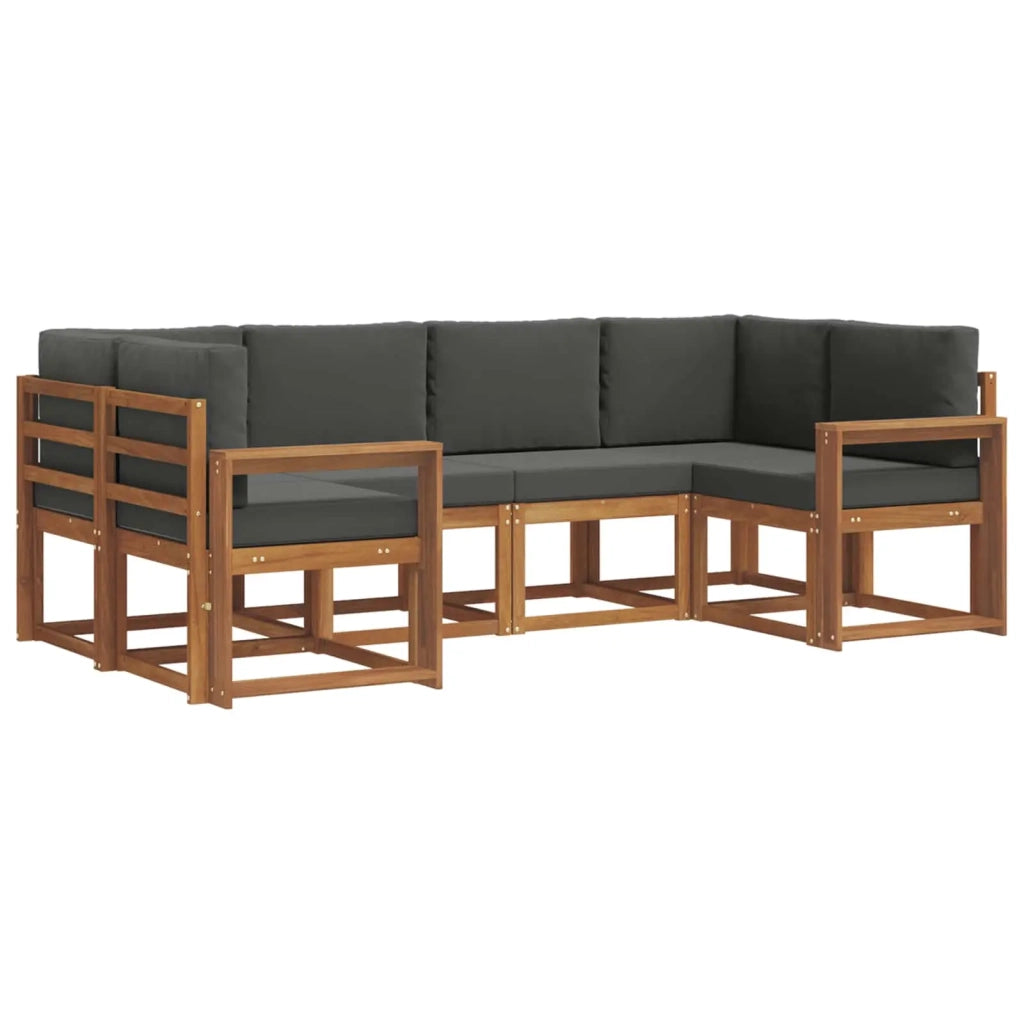 Set di divani da esterno con cuscino 6 pcs Naturale e Antracite