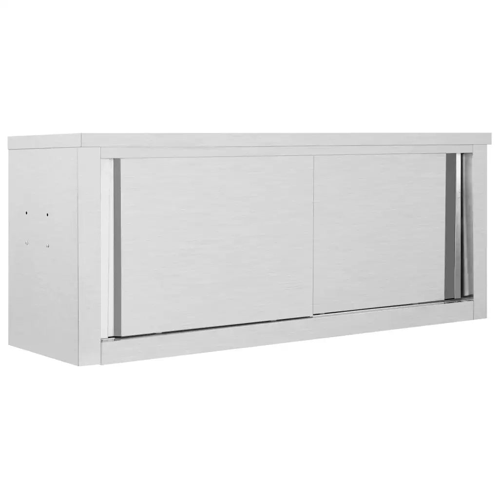 Pensile da cucina a parete con ante scorrevoli 120 x 40 x 50 cm design igienico contenitore facile da pulire acciaio inox 02_0046015
