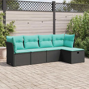 Set Divani da Giardino 5 pz con Cuscini in Polyrattan Nero 3325263