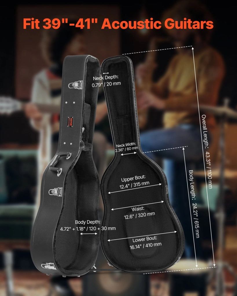 Custodia Rigida per Chitarra Acustica HL-41A con Serratura e Chiavi Robusta Portatile 1100 mm