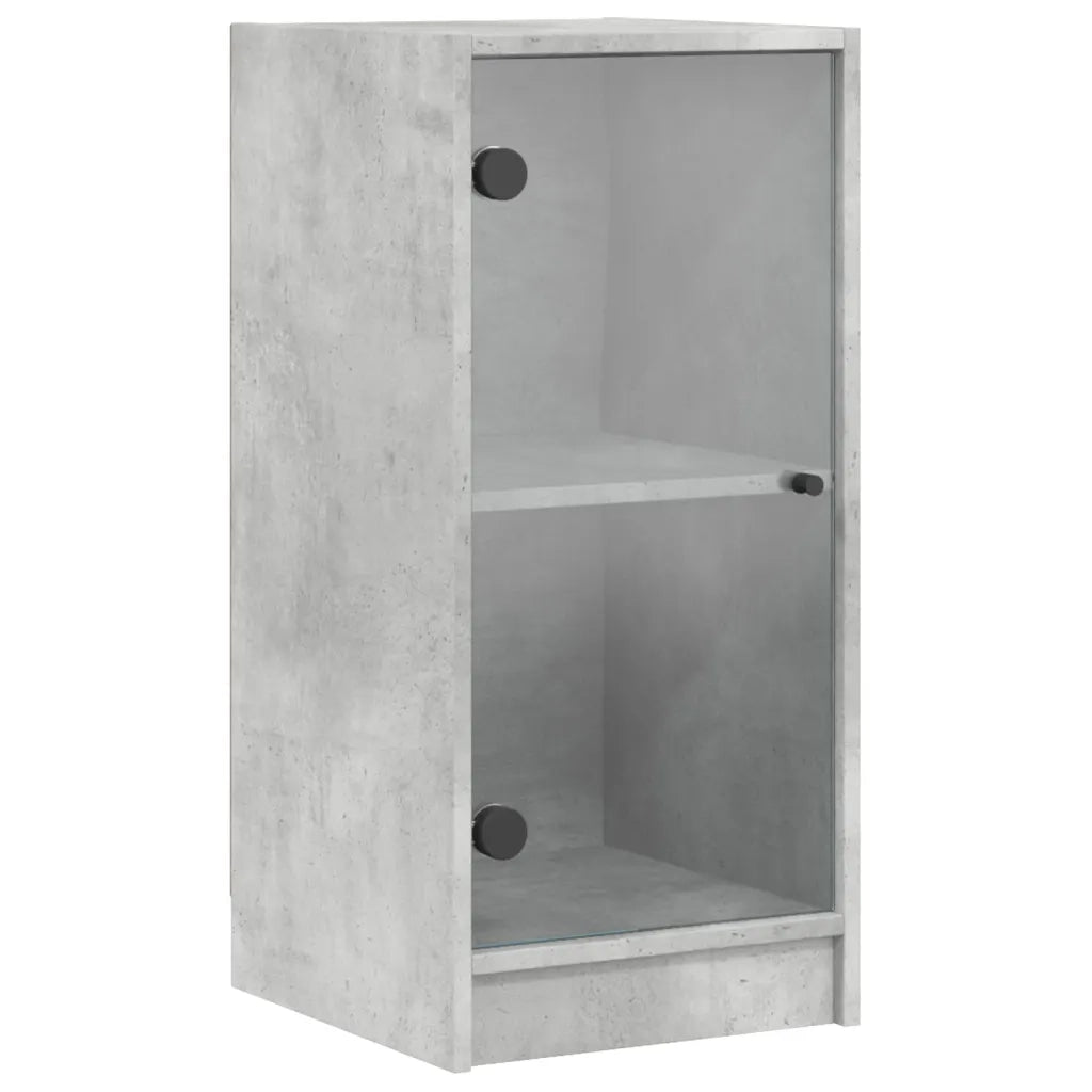 vidaXL Mobile con Ante in Vetro Grigio Cemento 35x37x75,5 cm