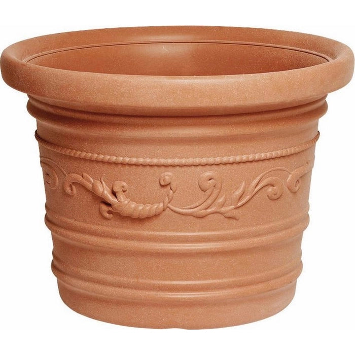 Vaso Tondo Festonato  80Cm in Resina colore Terracotta Doppio Bordo