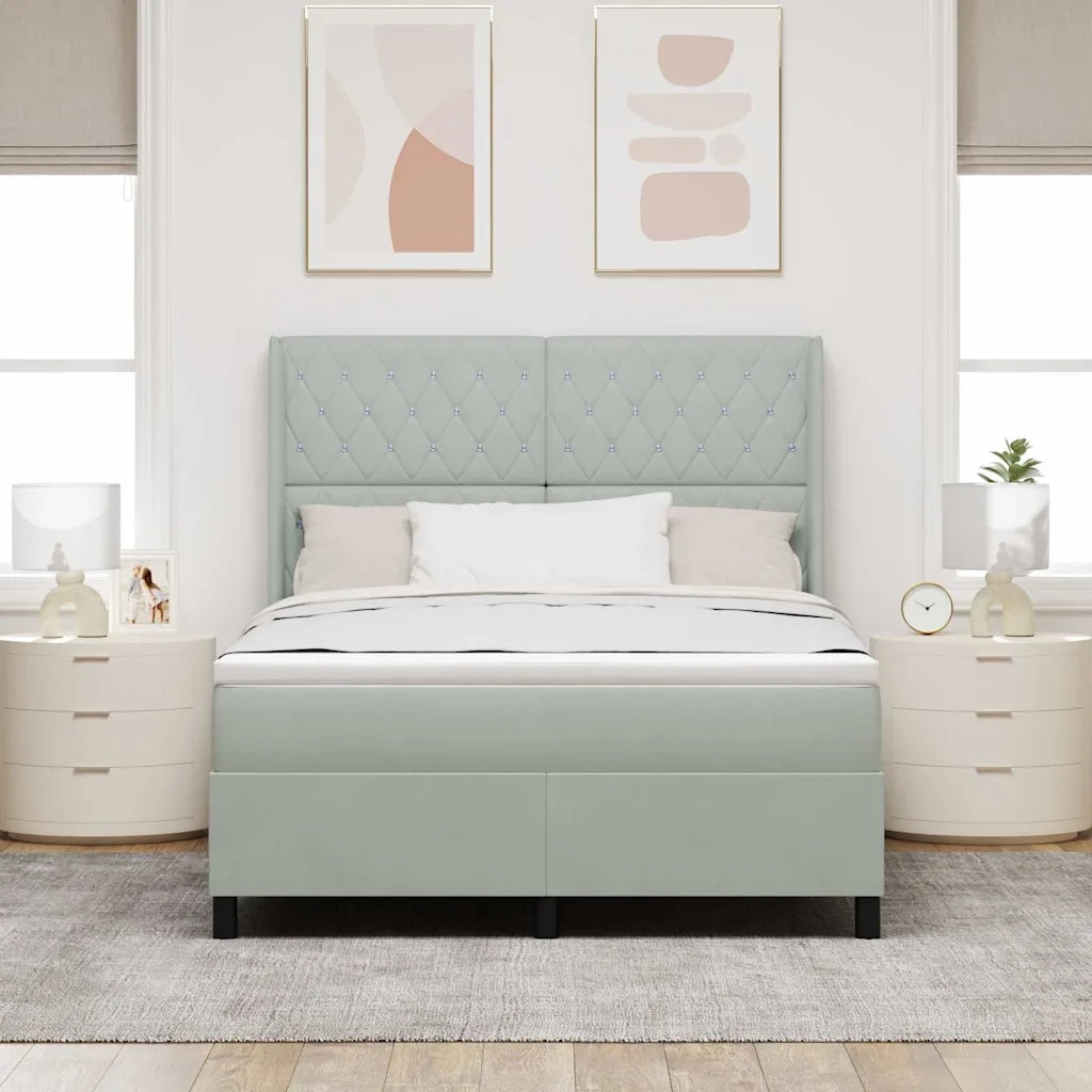 Letto a molle con materasso Grigio chiaro 160 x 200 cm Velluto 3343820