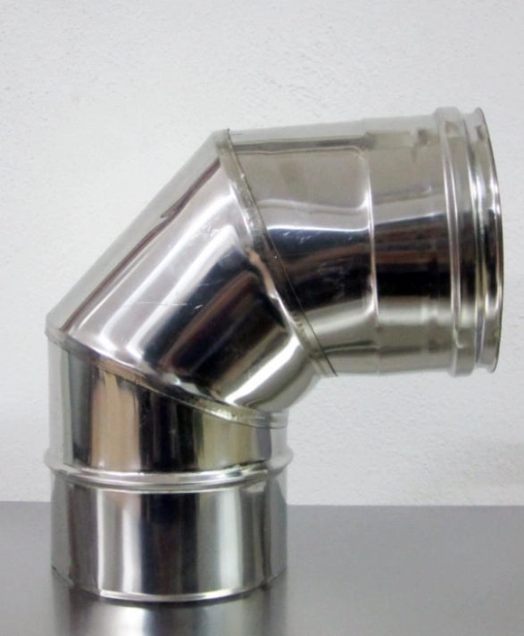 CANNA FUMARIA TUBO CURVA ACCIAIO INOX AISI 304 Monoparete 90°  -TUTTE LE MISURE- ø230