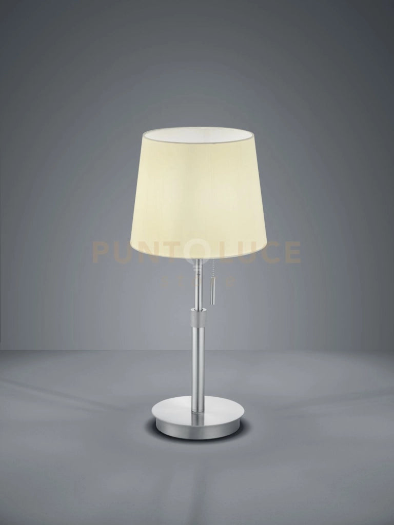 LYON LAMPADA DA TAVOLO ACCIAIO SATINATO CON PARALUME BIANCO REGOLABILE IN ALTEZZA H. 45-57CM, D.46,5CM ATTACCO E27