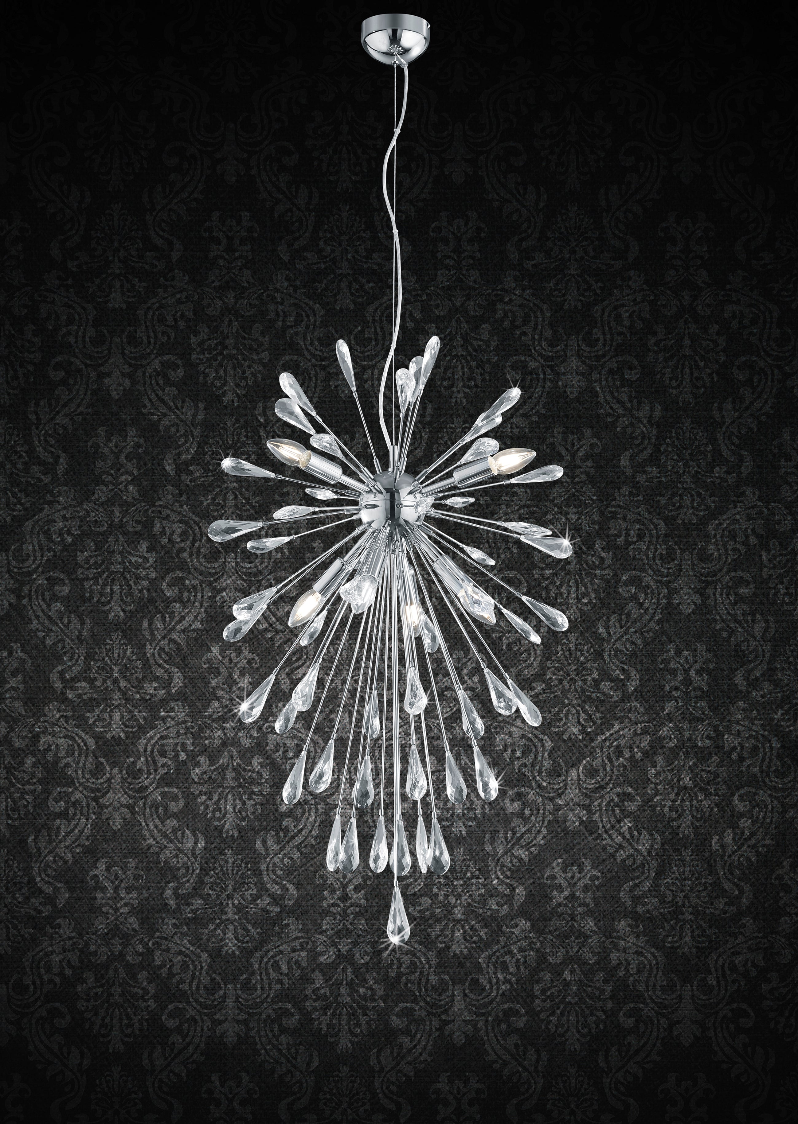 Lampada a Sospensione da Interno  E14 in Metallo Cromo