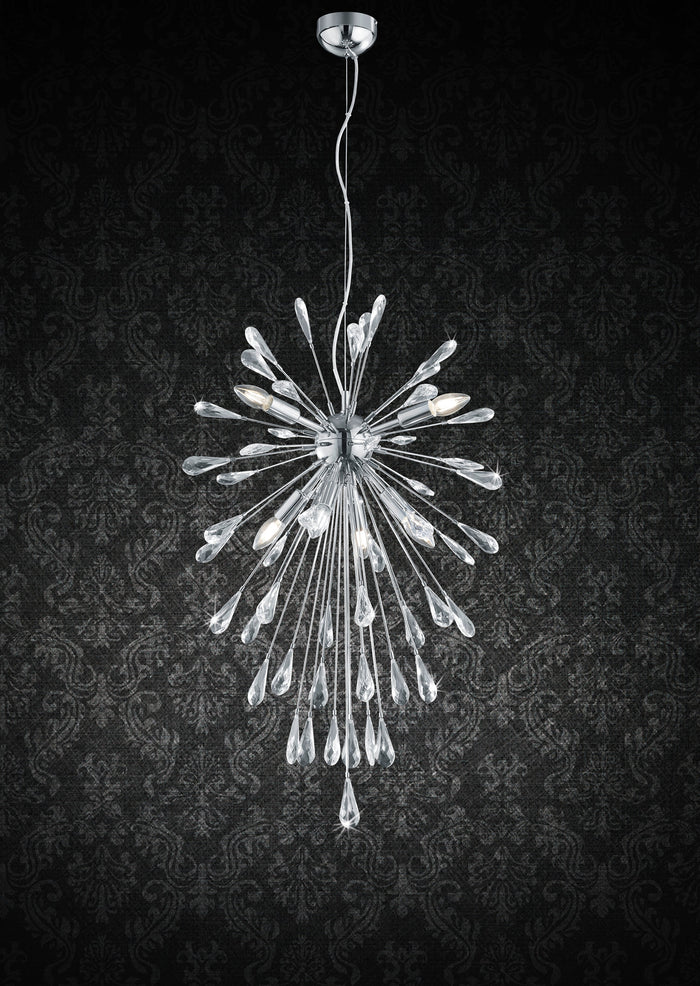 Lampada a Sospensione da Interno  E14 in Metallo Cromo