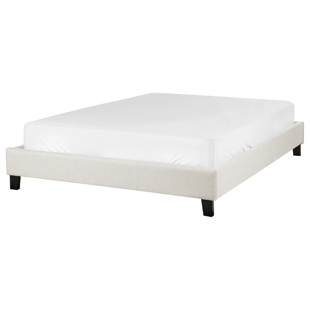 Letto matrimoniale 140 x 200 cm Rete a doghe in tessuto beige chiaro senza testiera