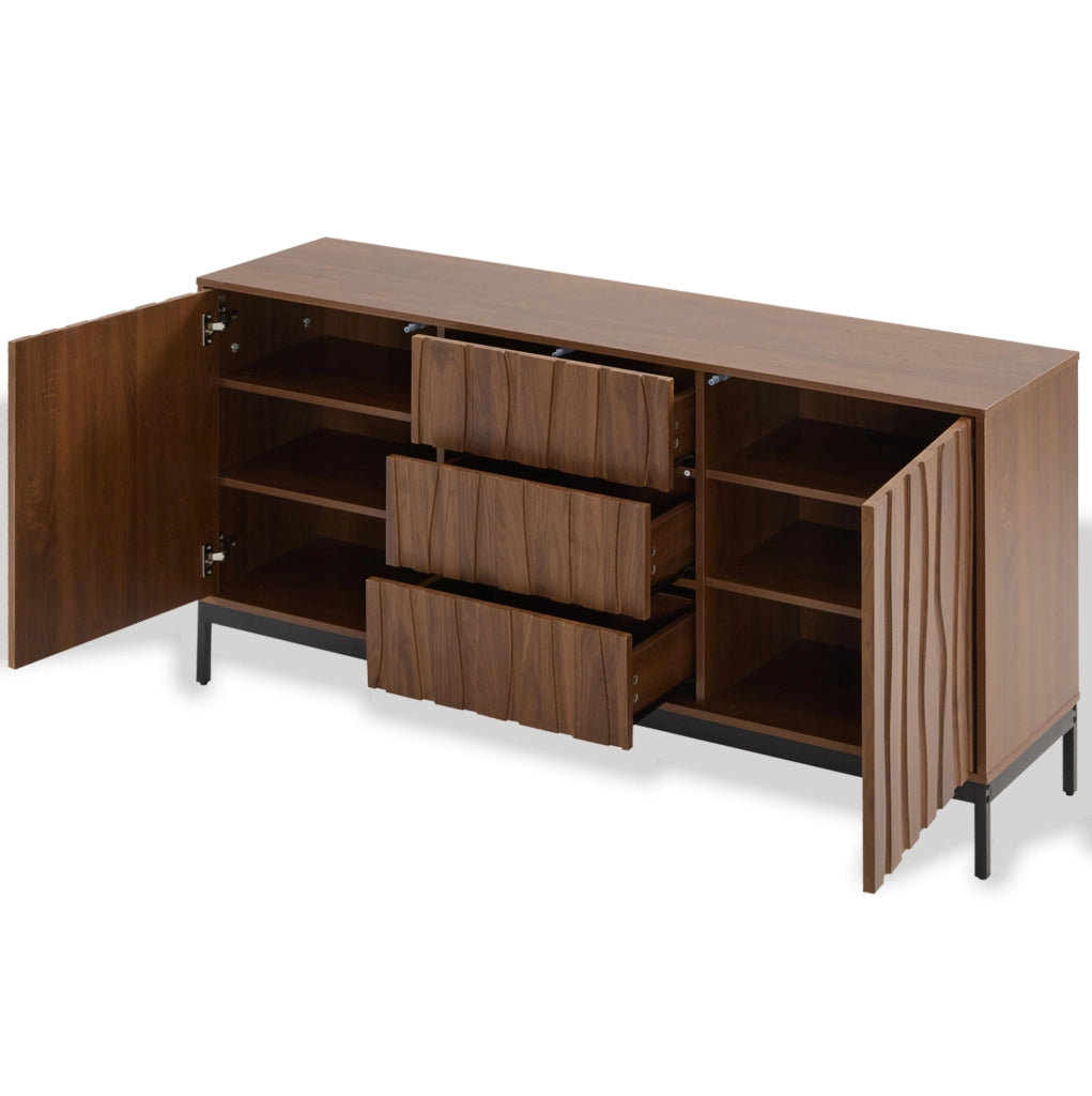Credenza 150 cm con 2 ripiani regolabili; MDF e pannello truciolare