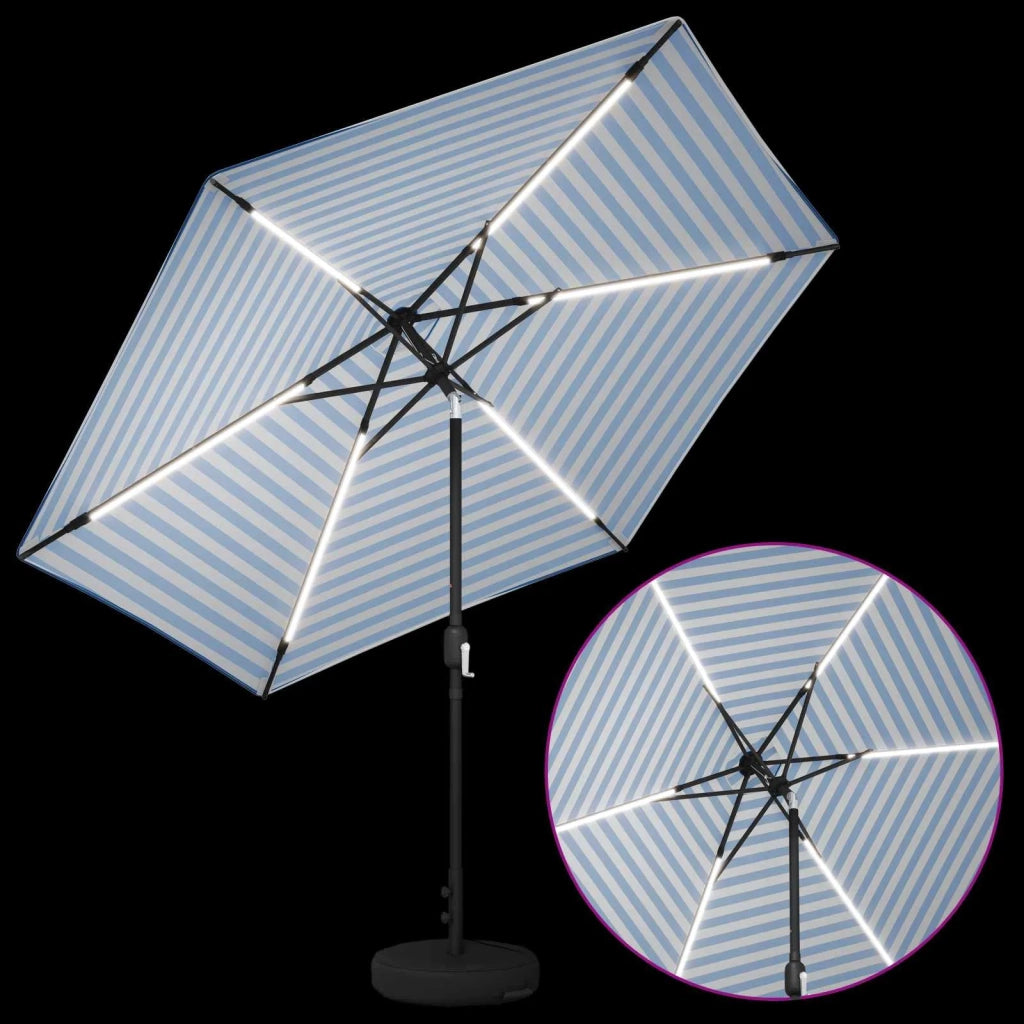Parasol da giardino con luci LED e base 300 x 300 cm Poliestere 42036275