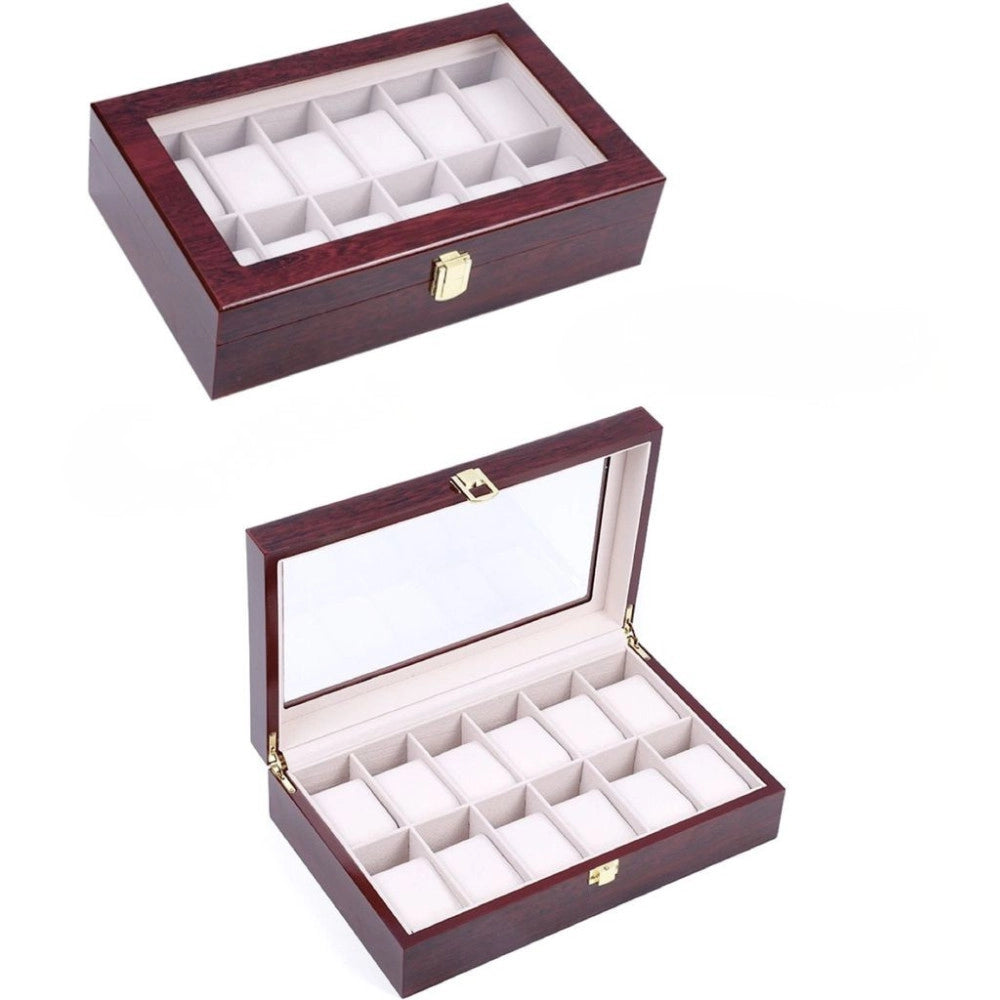 Trade Shop - Scatola Porta Orologi 12 Posti In Legno – Organizer Elegante Uomo -