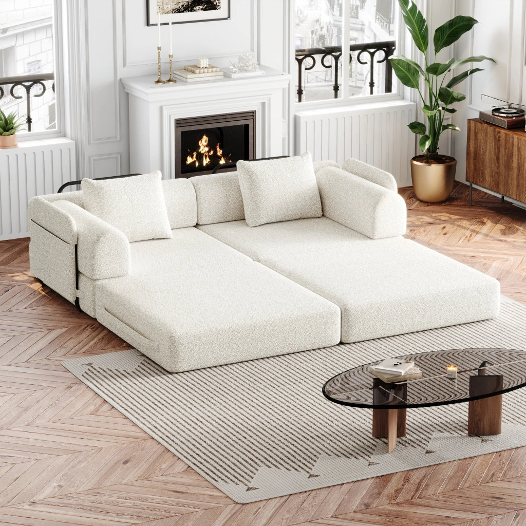 Divano Letto 2 in 1 con Contenitore Bracciolo ¨C Xylo ¨C Struttura Metallo Chenille