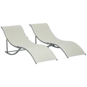 Set 2 Sdraio da Giardino Pieghevoli, Lettino Prendisole in Alluminio e Textilene, 61x165x63 cm