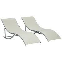 Set 2 Sdraio da Giardino Pieghevoli, Lettino Prendisole in Alluminio e Textilene, 61x165x63 cm