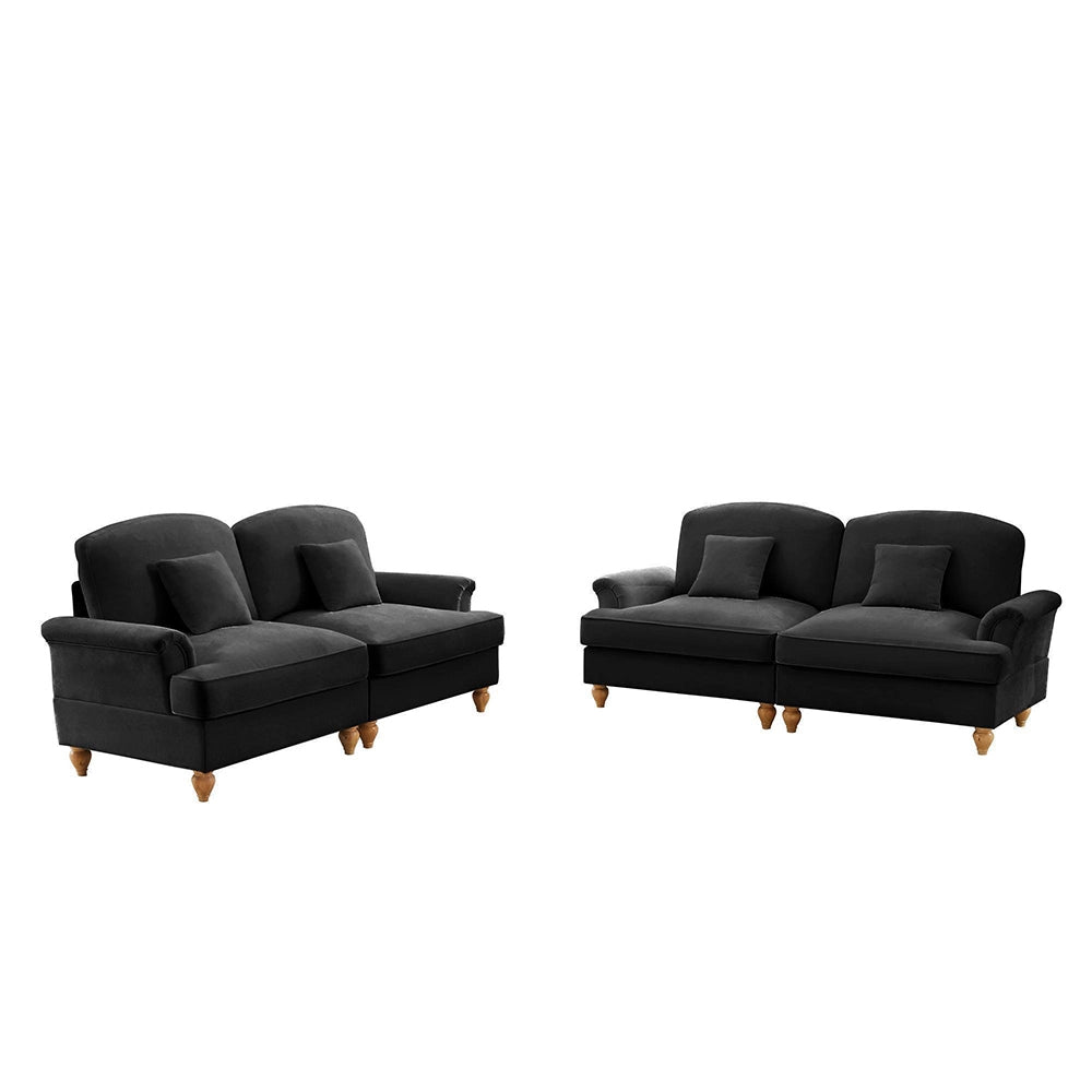 Divano angolare 2 posti - Xylo - Stile mid-century, chenille, nero