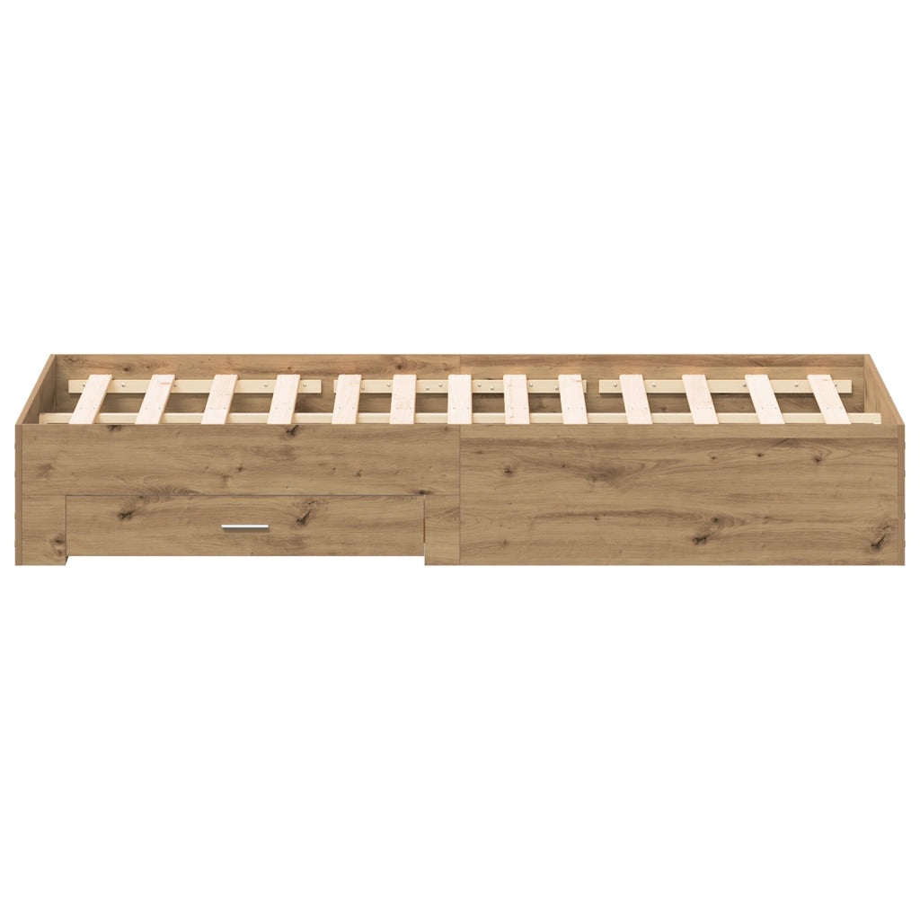 Struttura Letto  con Cassetti Rovere Artigianale 180x200 cm Legno Ingegnerizzato