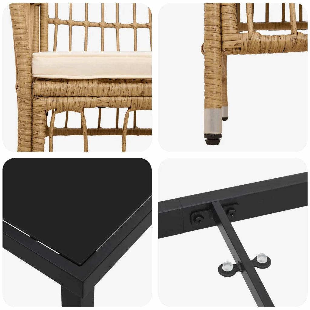 Set da pranzo per esterni 5 pz Naturale polyrattan 3448920