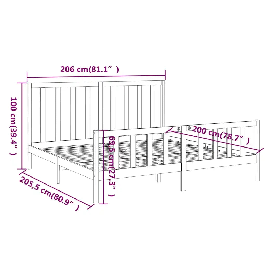 Giroletto Grigio in Legno Massello di Pino 200x200 cm 3106725