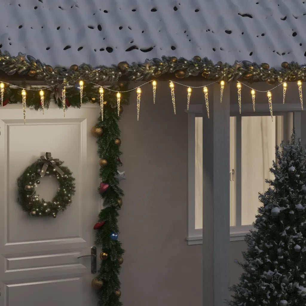 Luci di Natale a forma di ghiacciolo 100 LED Bianco Caldo 10 m Acrilico PVC CFW9287898