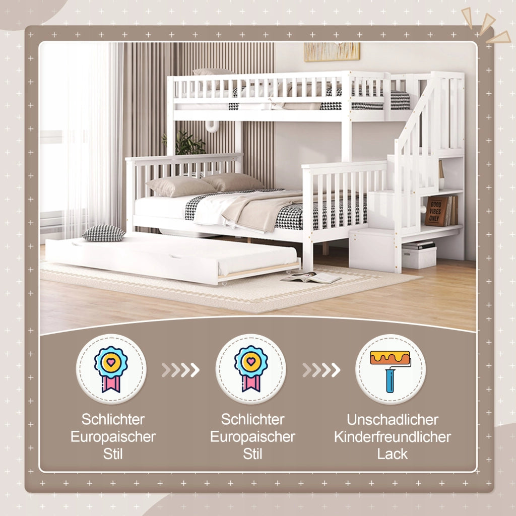 Letto a castello in pino - Xylo - 90x200 e 140x200 - Bianco