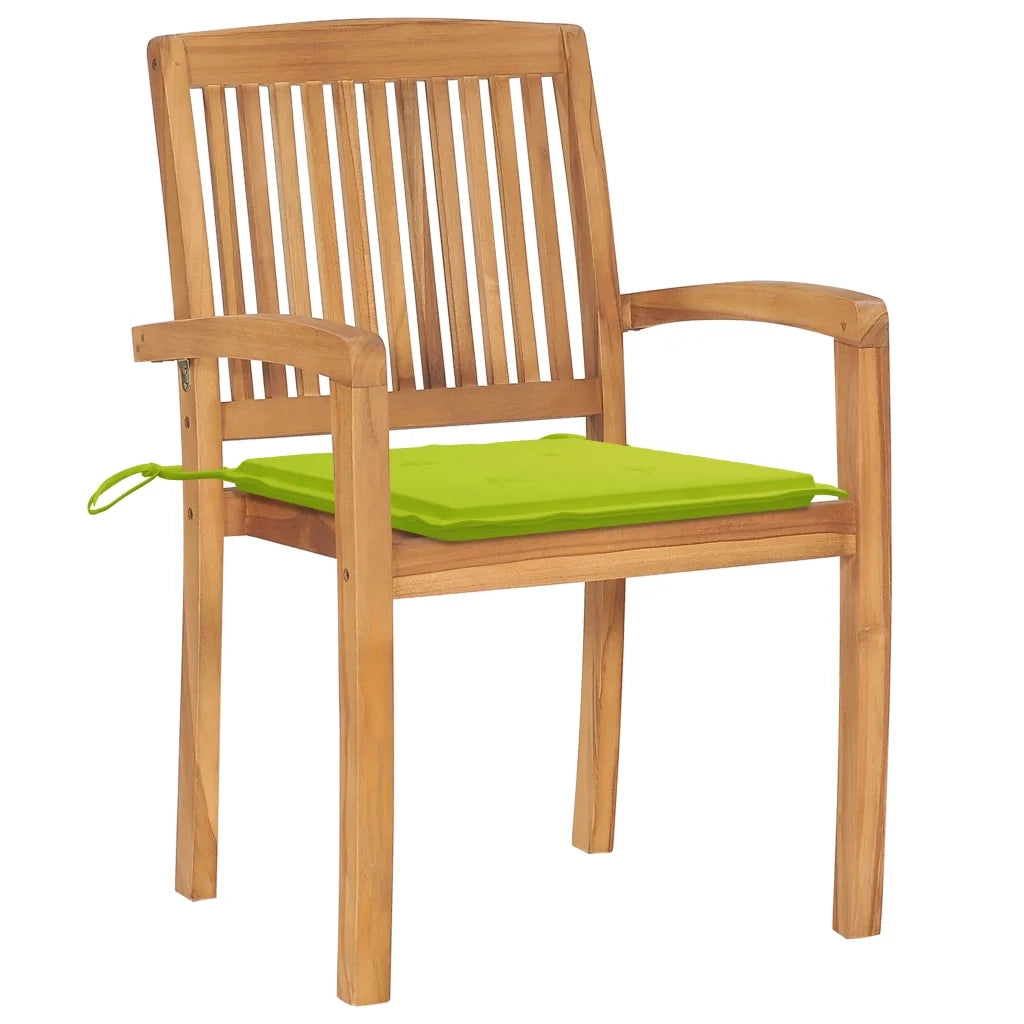 Sedie da Giardino Impilabili 4 pz con Cuscini Massello di Teak 3073221